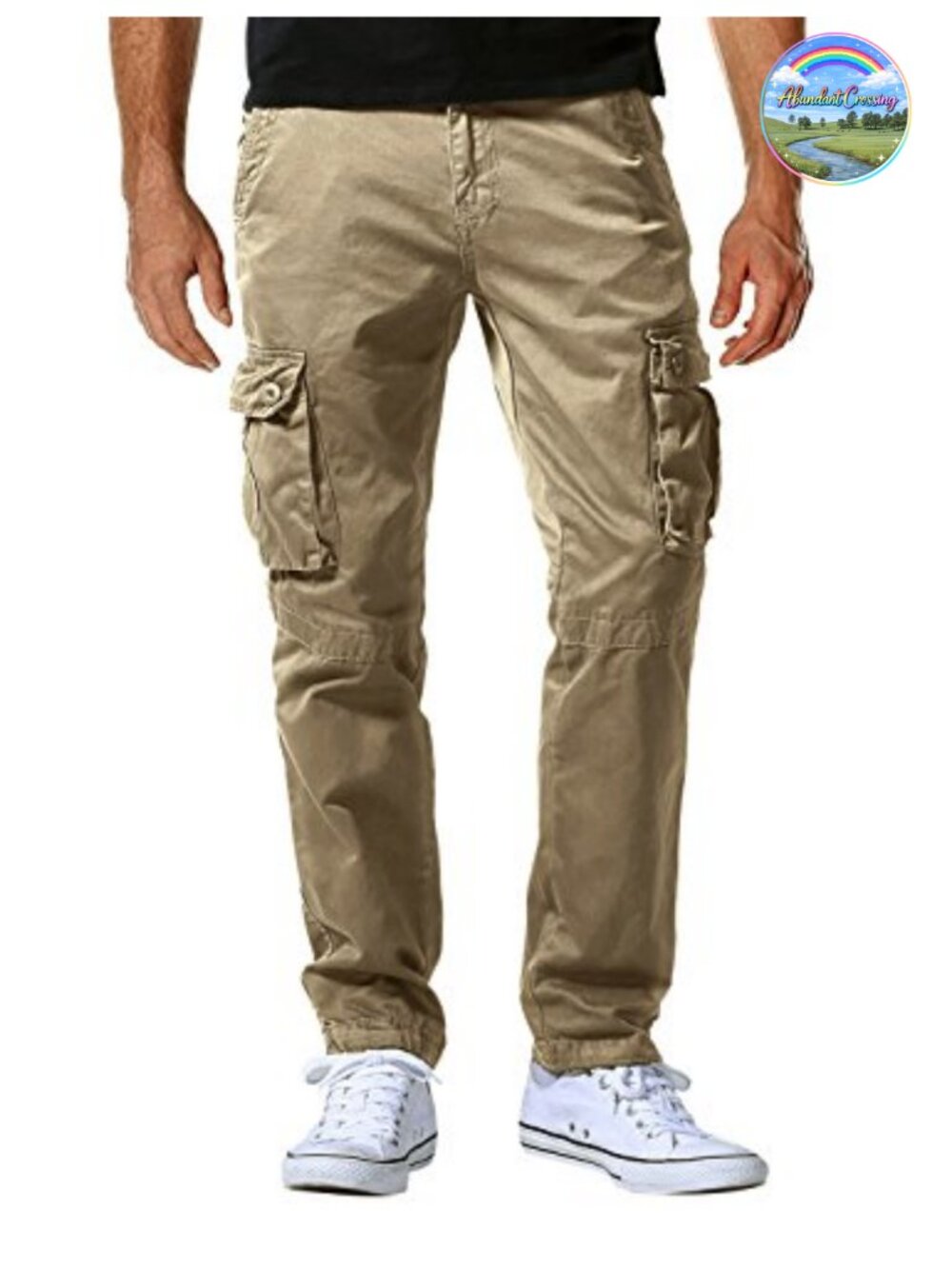 Men's Casual Cargo Pants | 100% Cotton Straight Leg Drawstring